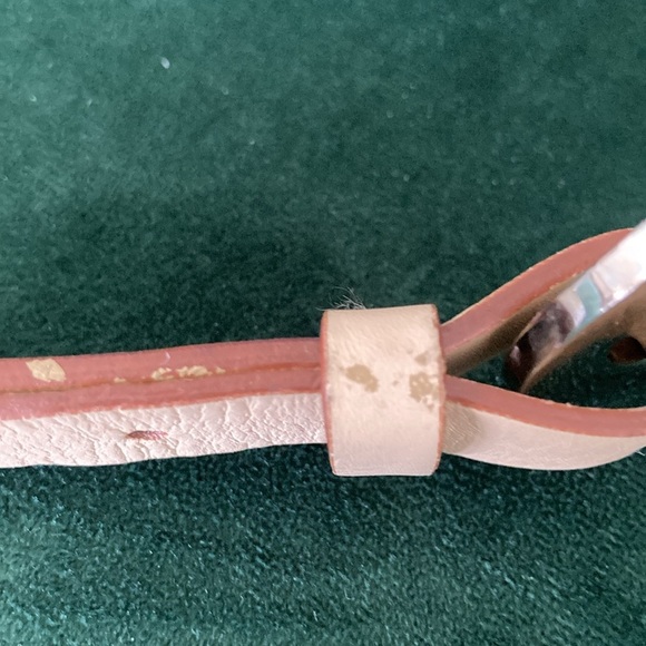 Salvatore Ferragamo Cream Silver Belt with Geometric Buckle - Picture 3 of 4